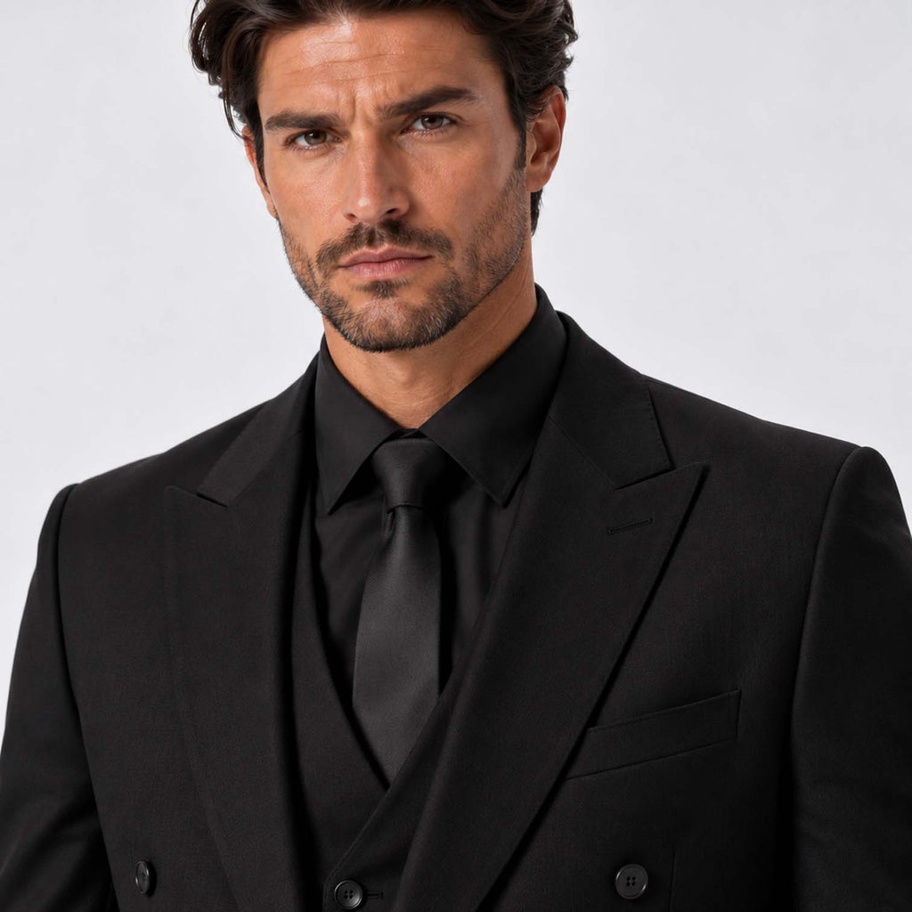 Monvaline | Men's Three-Piece Slim Fit Suit with Double-Breasted Waistcoat