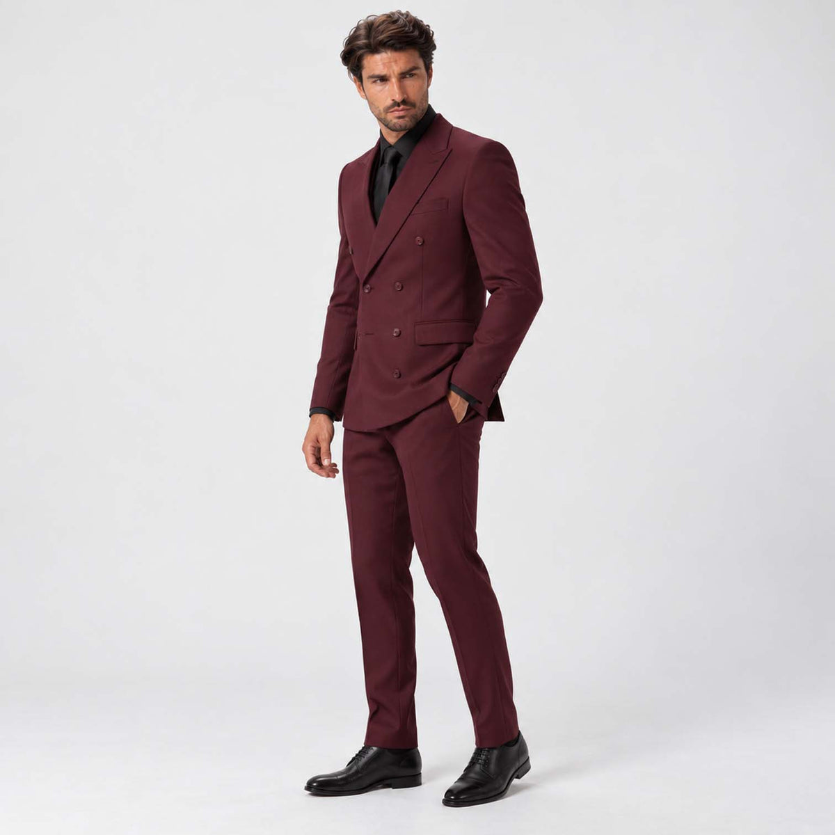 Monvaline | Men's Three-Piece Slim Fit Suit with Double-Breasted Waistcoat