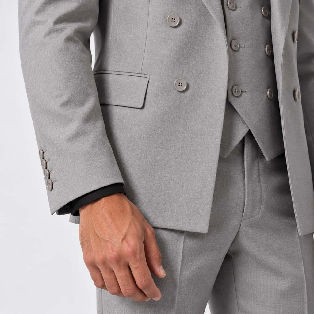 Monvaline | Men's Three-Piece Slim Fit Suit with Double-Breasted Waistcoat