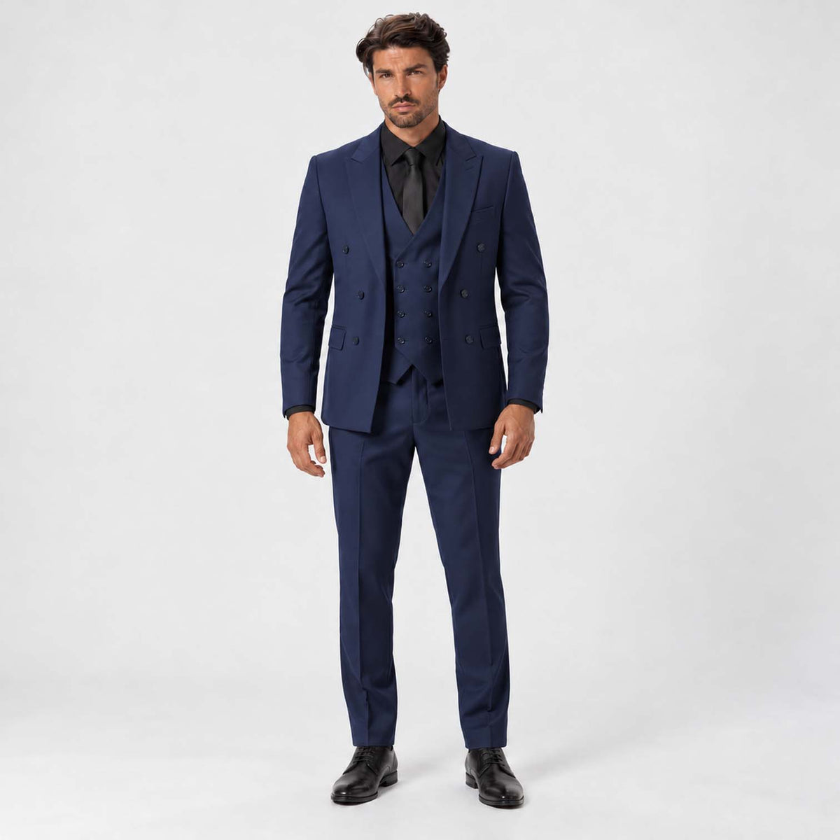 Monvaline | Men's Three-Piece Slim Fit Suit with Double-Breasted Waistcoat