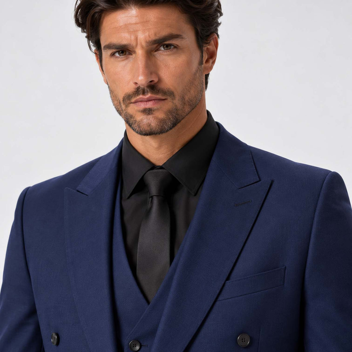 Monvaline | Men's Three-Piece Slim Fit Suit with Double-Breasted Waistcoat