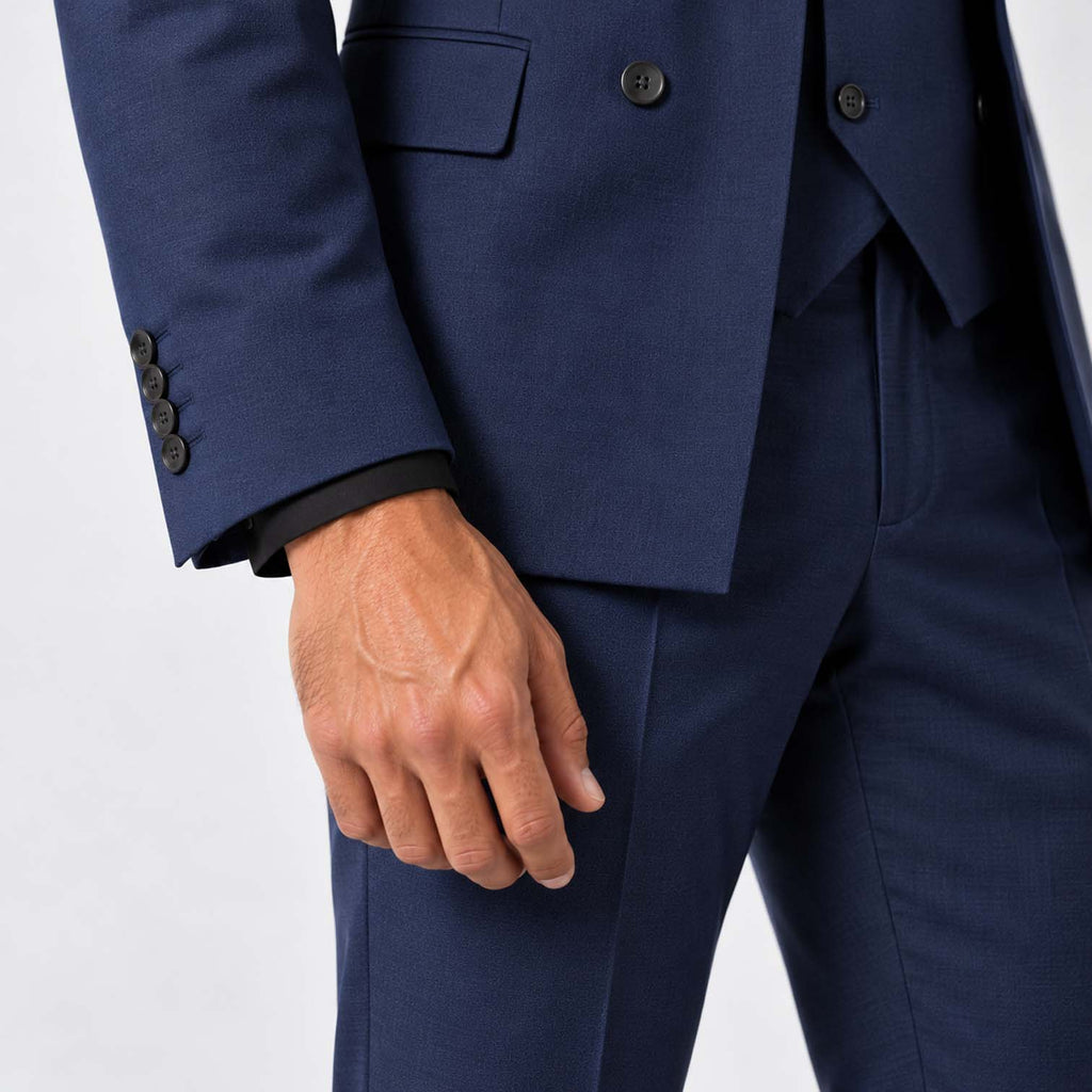 Monvaline | Men's Three-Piece Slim Fit Suit with Double-Breasted Waistcoat