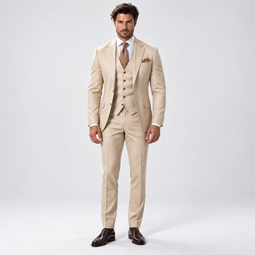 Monvaline | Men's Three-Piece Wedding Suit – Breathable Tailored Formal Set