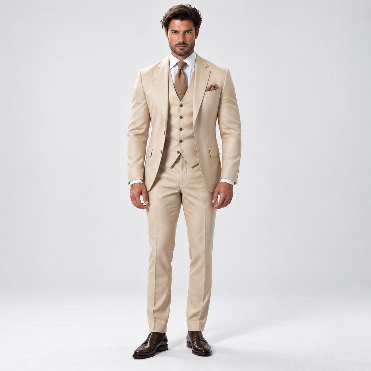 Monvaline | Men's Three-Piece Wedding Suit – Breathable Tailored Formal Set
