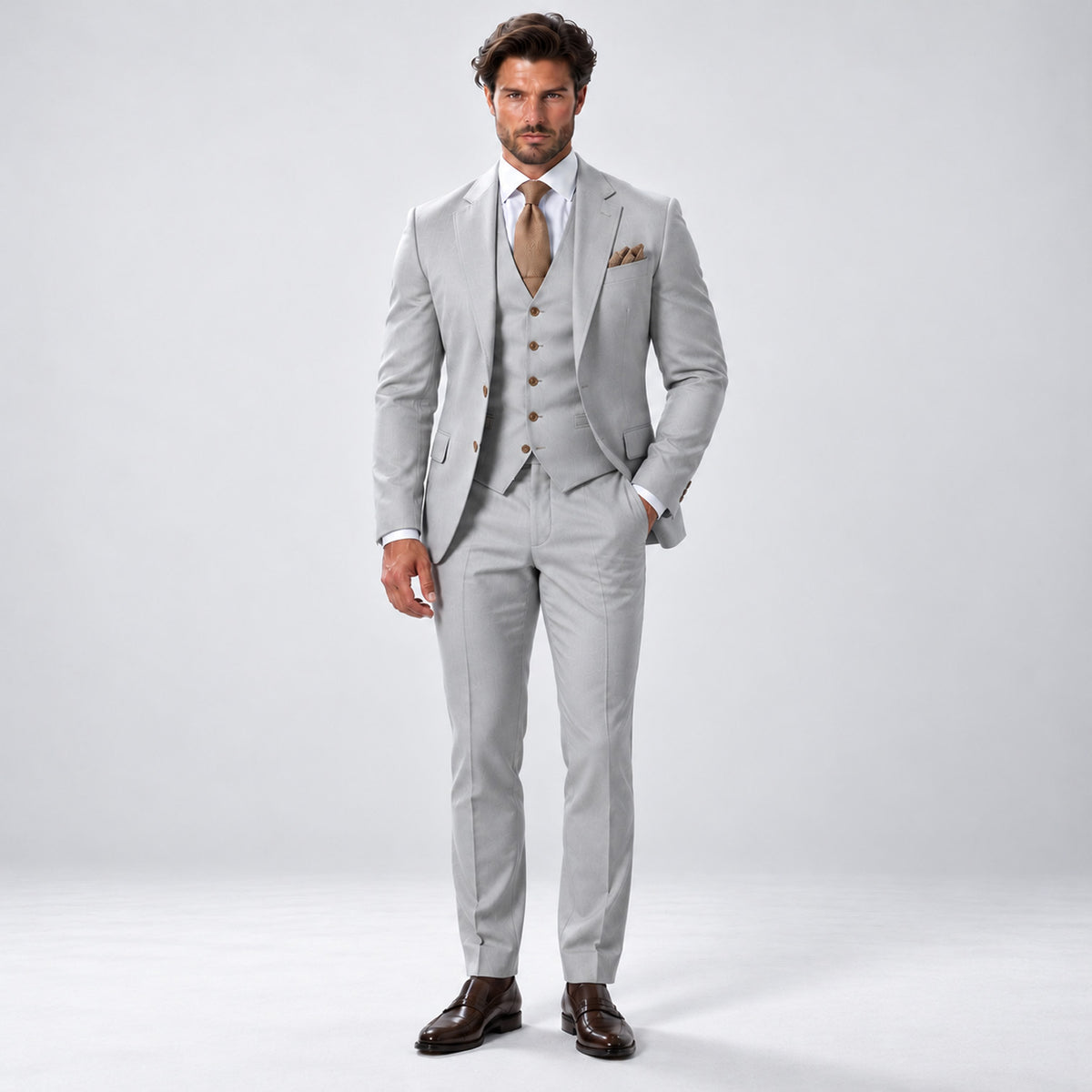 Monvaline | Men's Three-Piece Wedding Suit – Breathable Tailored Formal Set