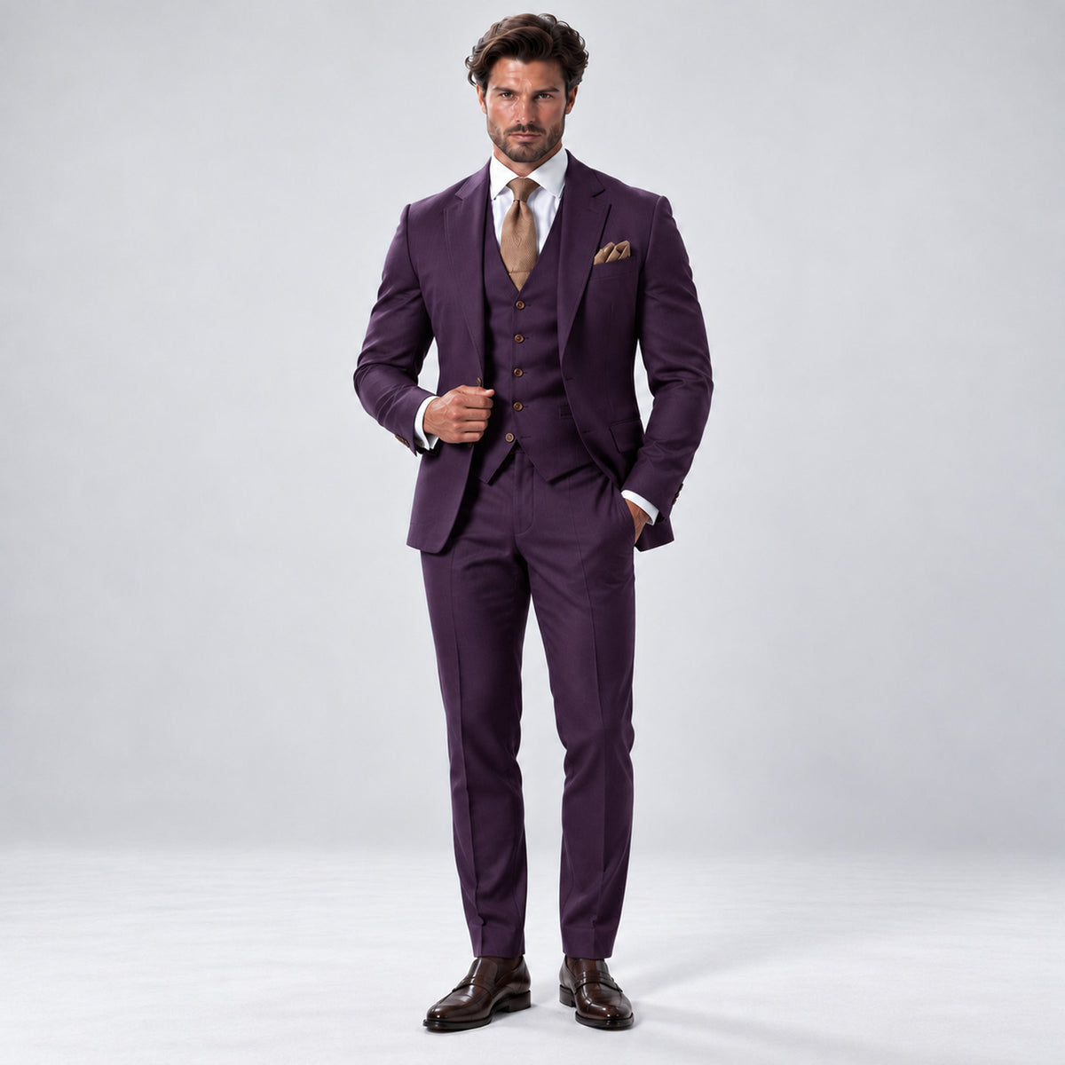 Monvaline | Men's Three-Piece Wedding Suit – Breathable Tailored Formal Set