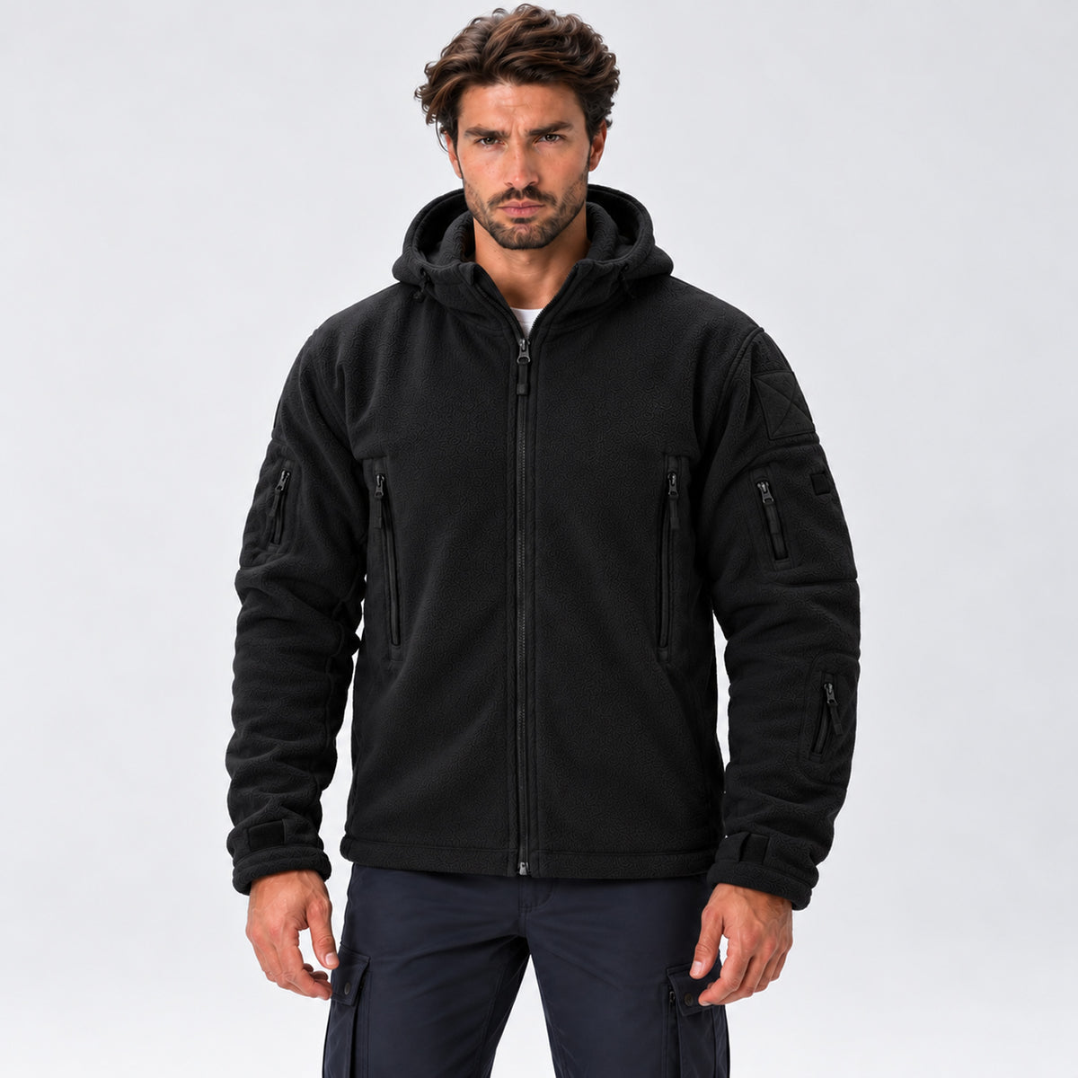 Monvaline | Men's Warm Hooded Winter Fleece Jacket with Zip Pockets