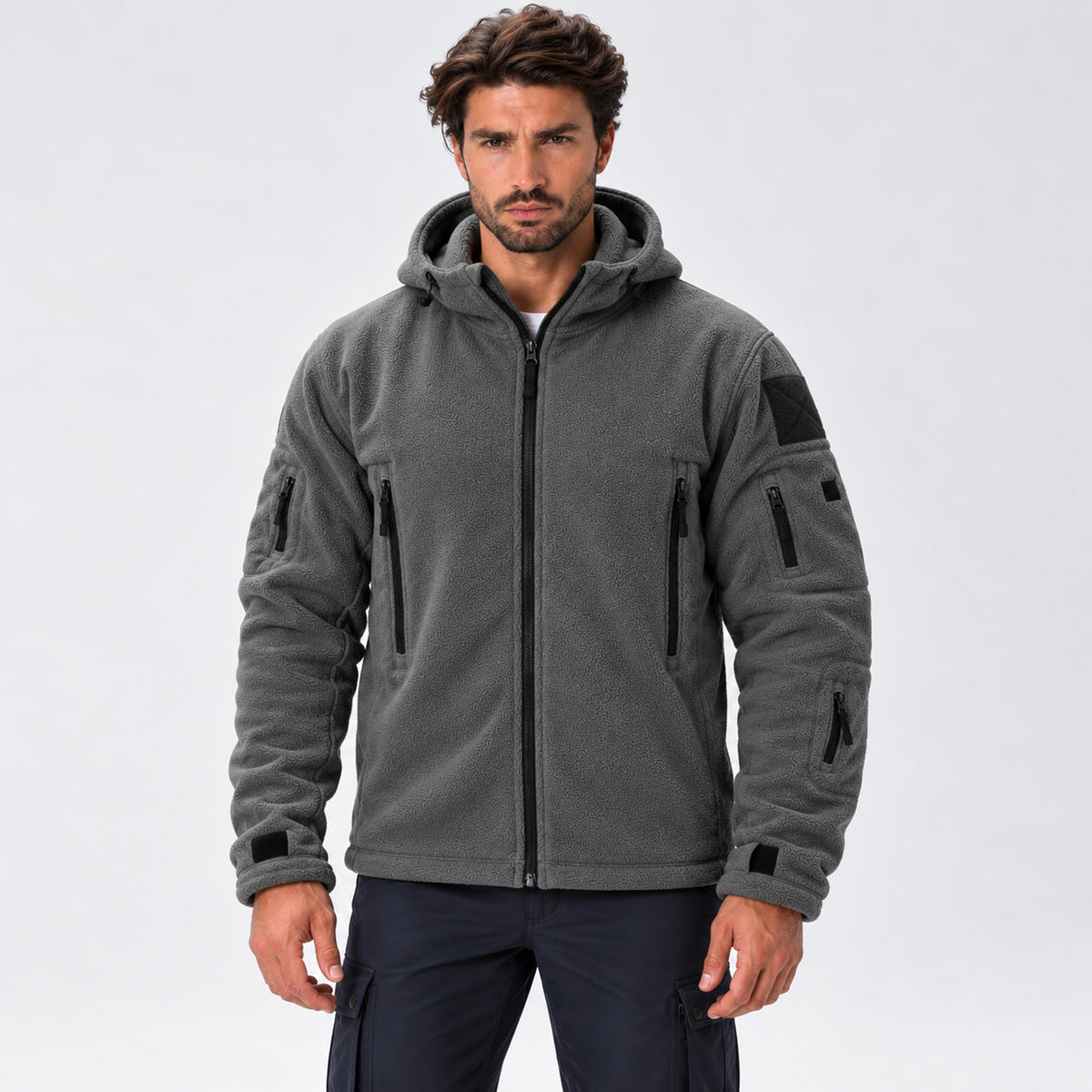 Monvaline | Men's Warm Hooded Winter Fleece Jacket with Zip Pockets