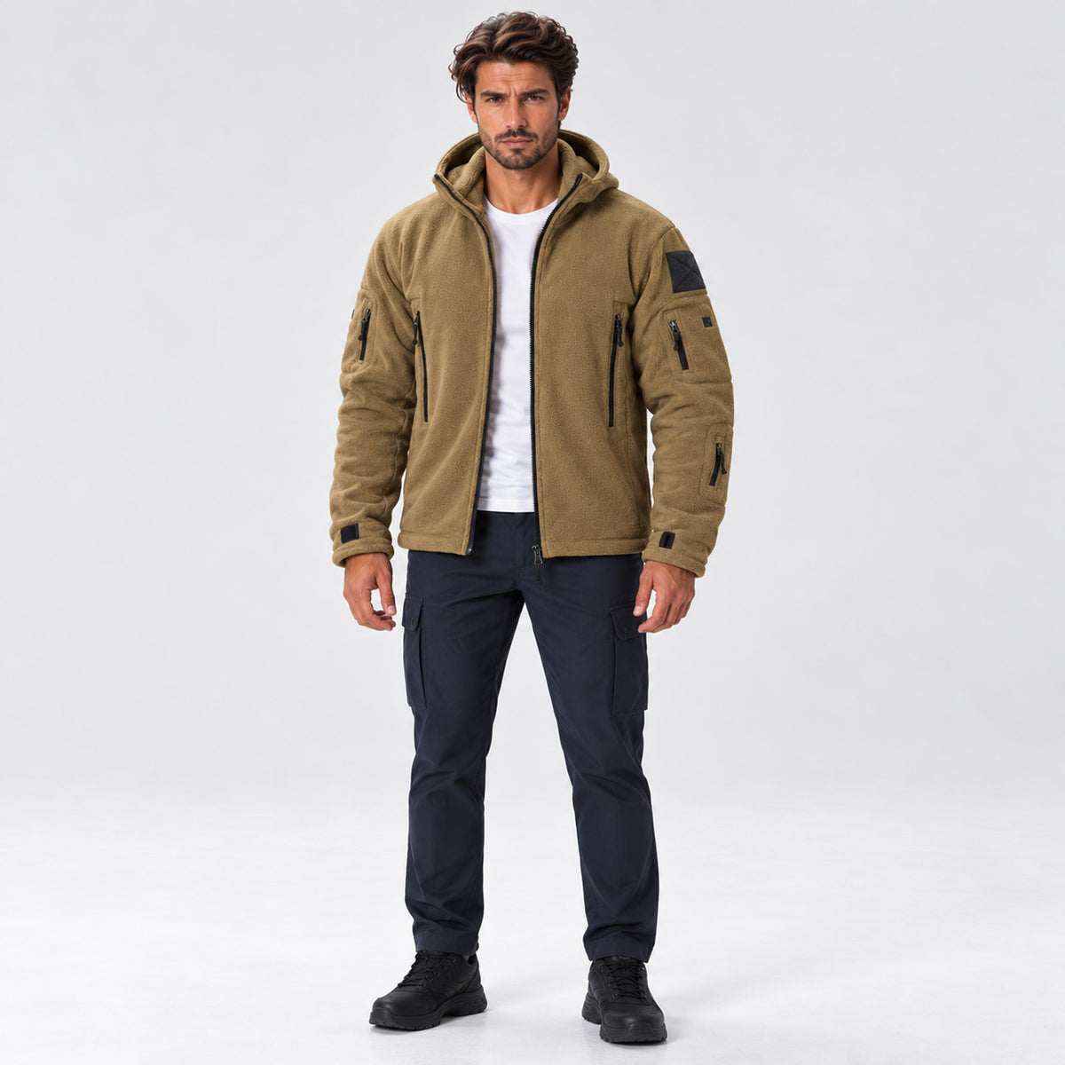 Monvaline | Men's Warm Hooded Winter Fleece Jacket with Zip Pockets