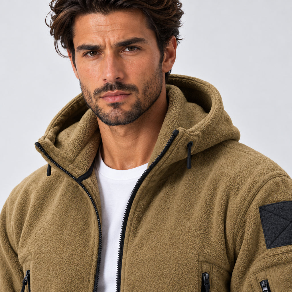 Monvaline | Men's Warm Hooded Winter Fleece Jacket with Zip Pockets