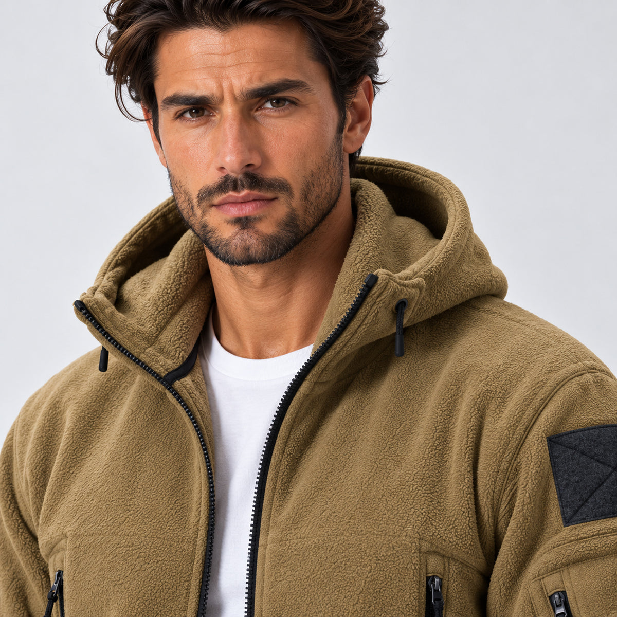 Monvaline | Men's Warm Hooded Winter Fleece Jacket with Zip Pockets