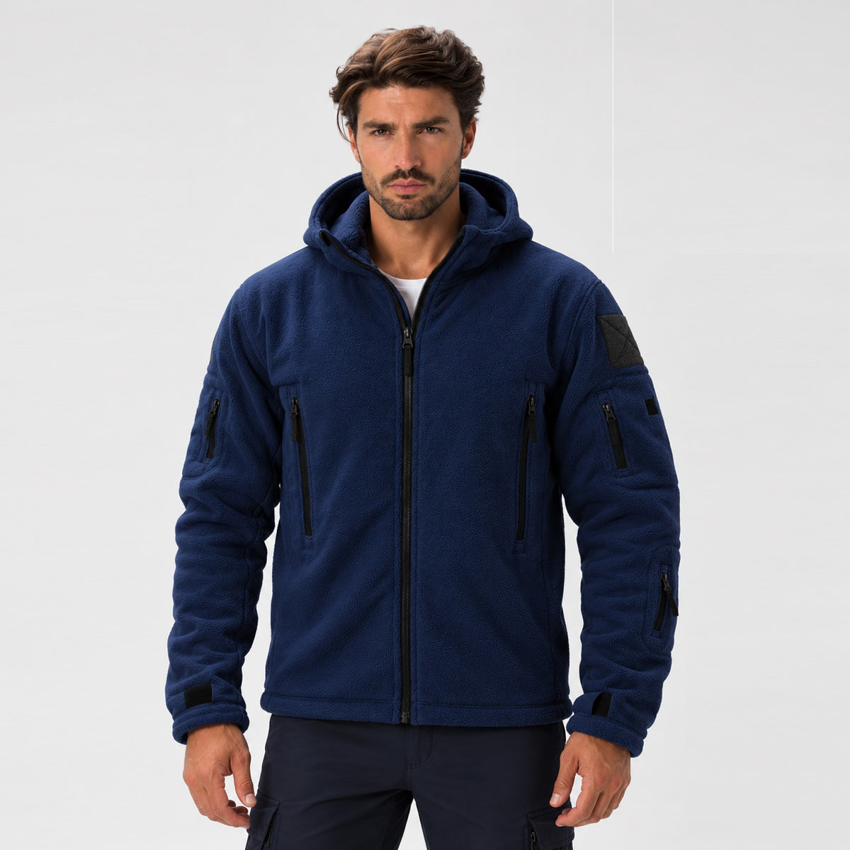 Monvaline | Men's Warm Hooded Winter Fleece Jacket with Zip Pockets