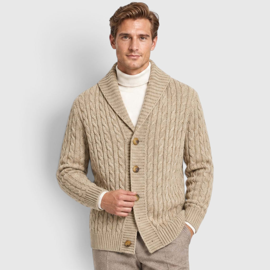 Monvaline | Men's Warm Knit Cardigan with Lapel Collar for Cold Weather