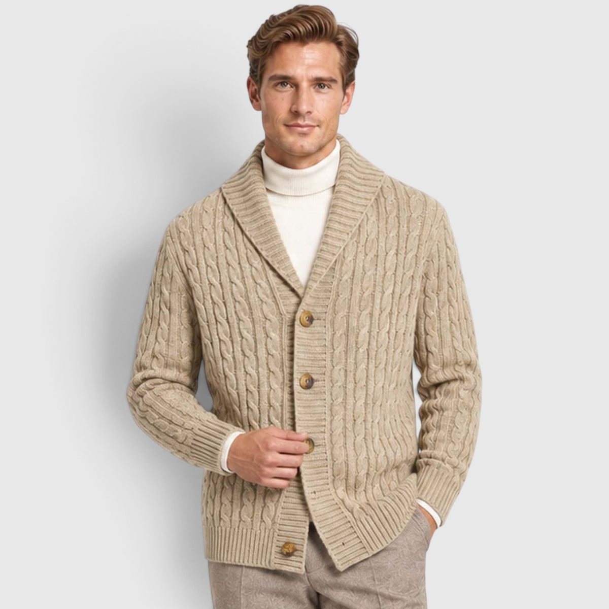 Monvaline | Men's Warm Knit Cardigan with Lapel Collar for Cold Weather