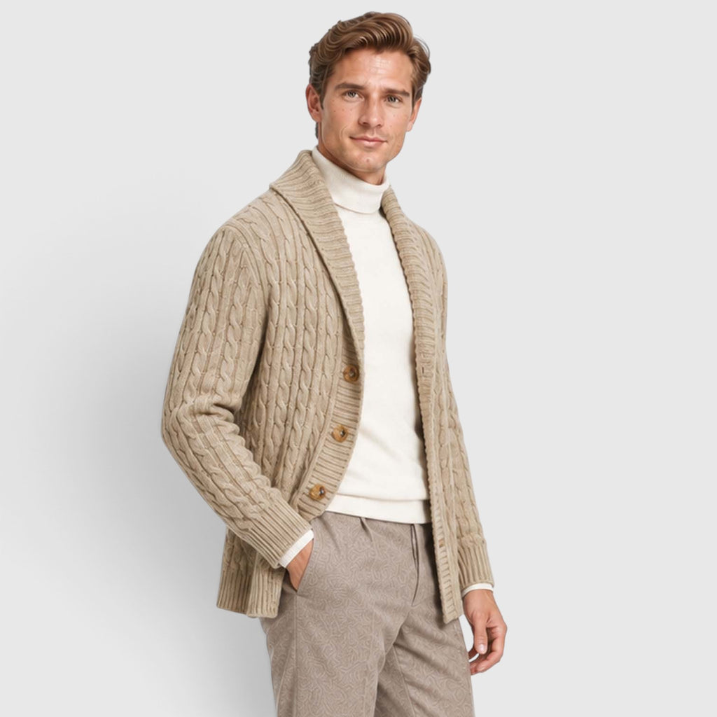 Monvaline | Men's Warm Knit Cardigan with Lapel Collar for Cold Weather