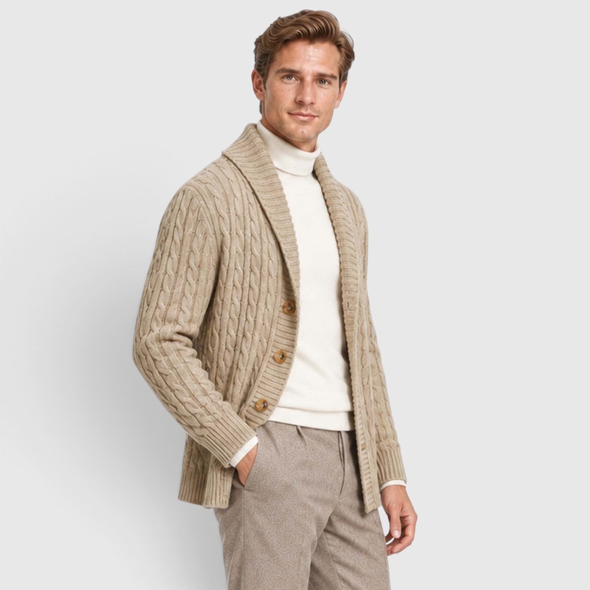 Monvaline | Men's Warm Knit Cardigan with Lapel Collar for Cold Weather