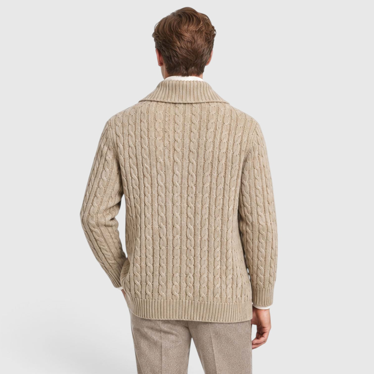 Monvaline | Men's Warm Knit Cardigan with Lapel Collar for Cold Weather