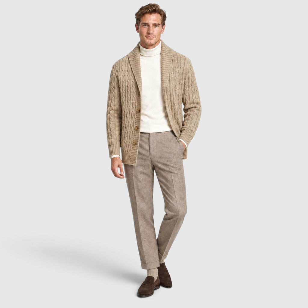 Monvaline | Men's Warm Knit Cardigan with Lapel Collar for Cold Weather