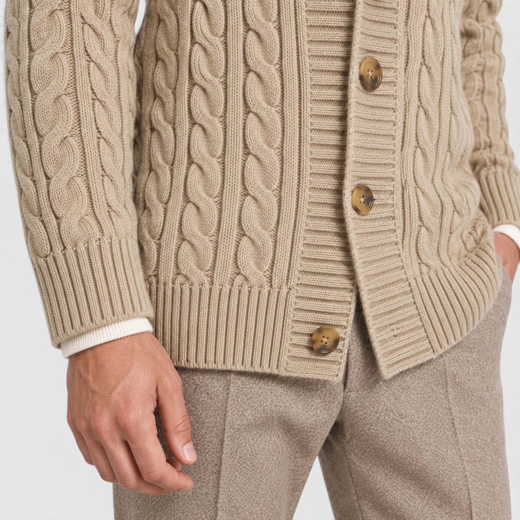 Monvaline | Men's Warm Knit Cardigan with Lapel Collar for Cold Weather