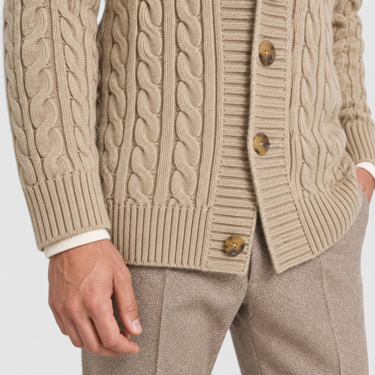 Monvaline | Men's Warm Knit Cardigan with Lapel Collar for Cold Weather