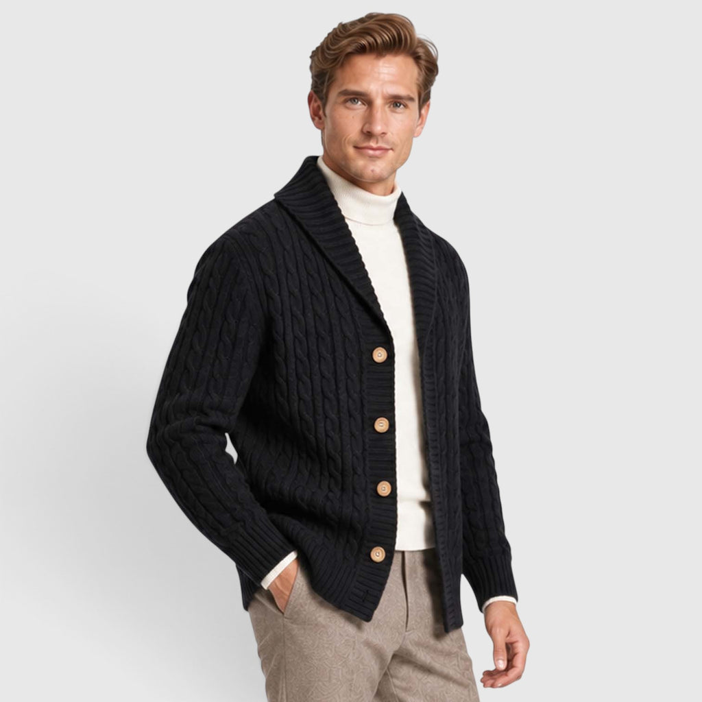 Monvaline | Men's Warm Knit Cardigan with Lapel Collar for Cold Weather