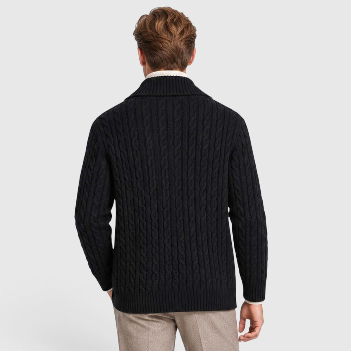 Monvaline | Men's Warm Knit Cardigan with Lapel Collar for Cold Weather