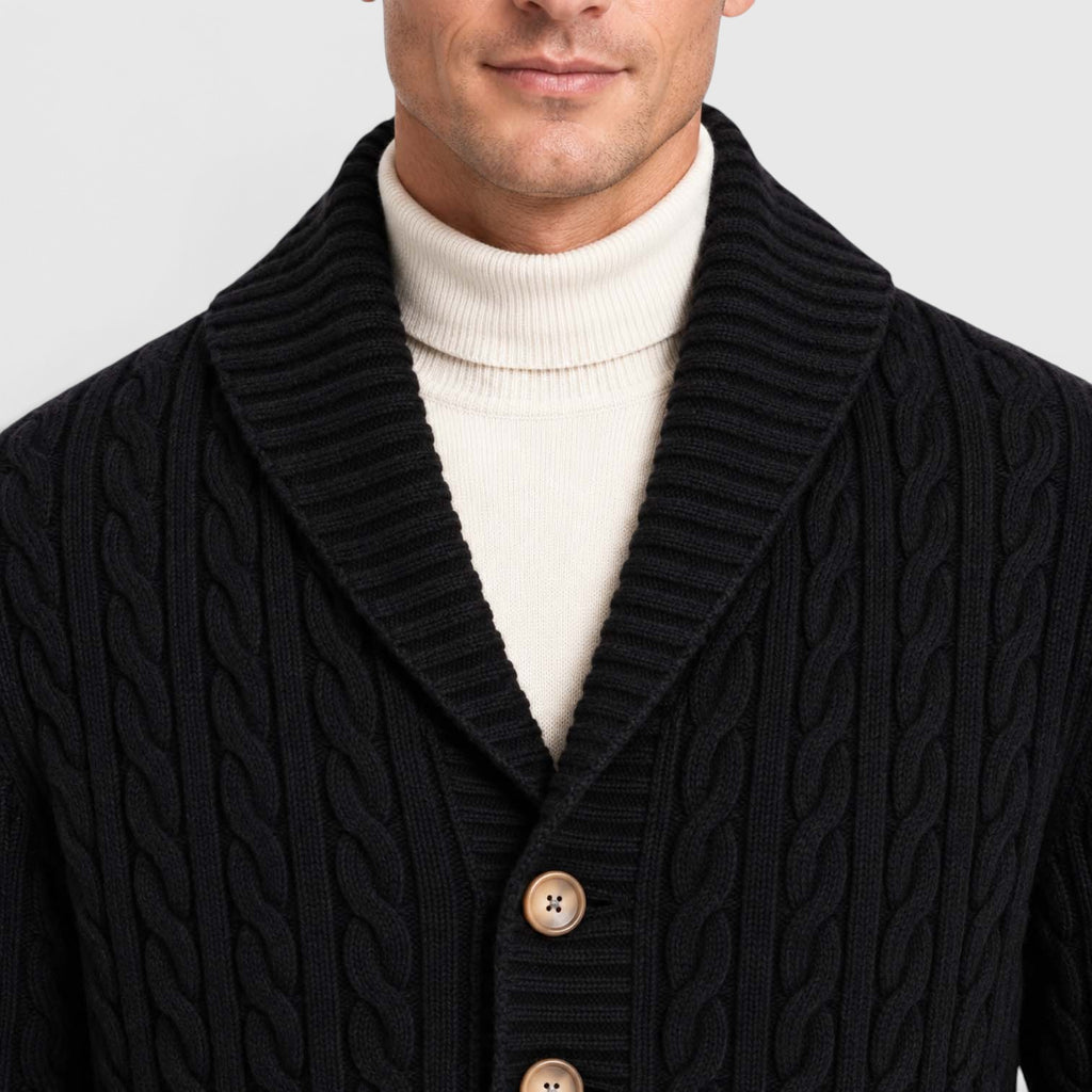 Monvaline | Men's Warm Knit Cardigan with Lapel Collar for Cold Weather