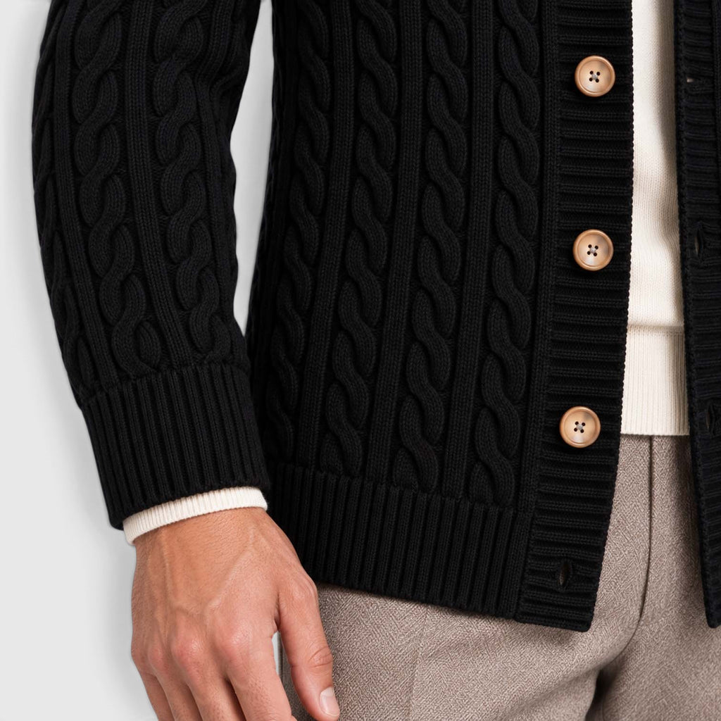 Monvaline | Men's Warm Knit Cardigan with Lapel Collar for Cold Weather