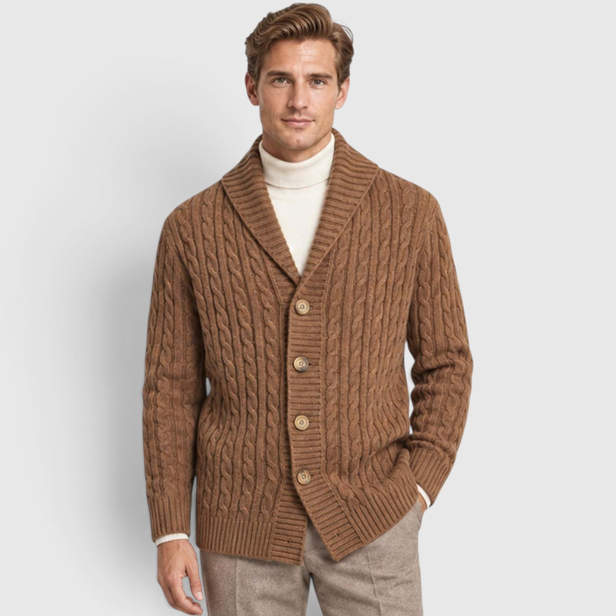 Monvaline | Men's Warm Knit Cardigan with Lapel Collar for Cold Weather