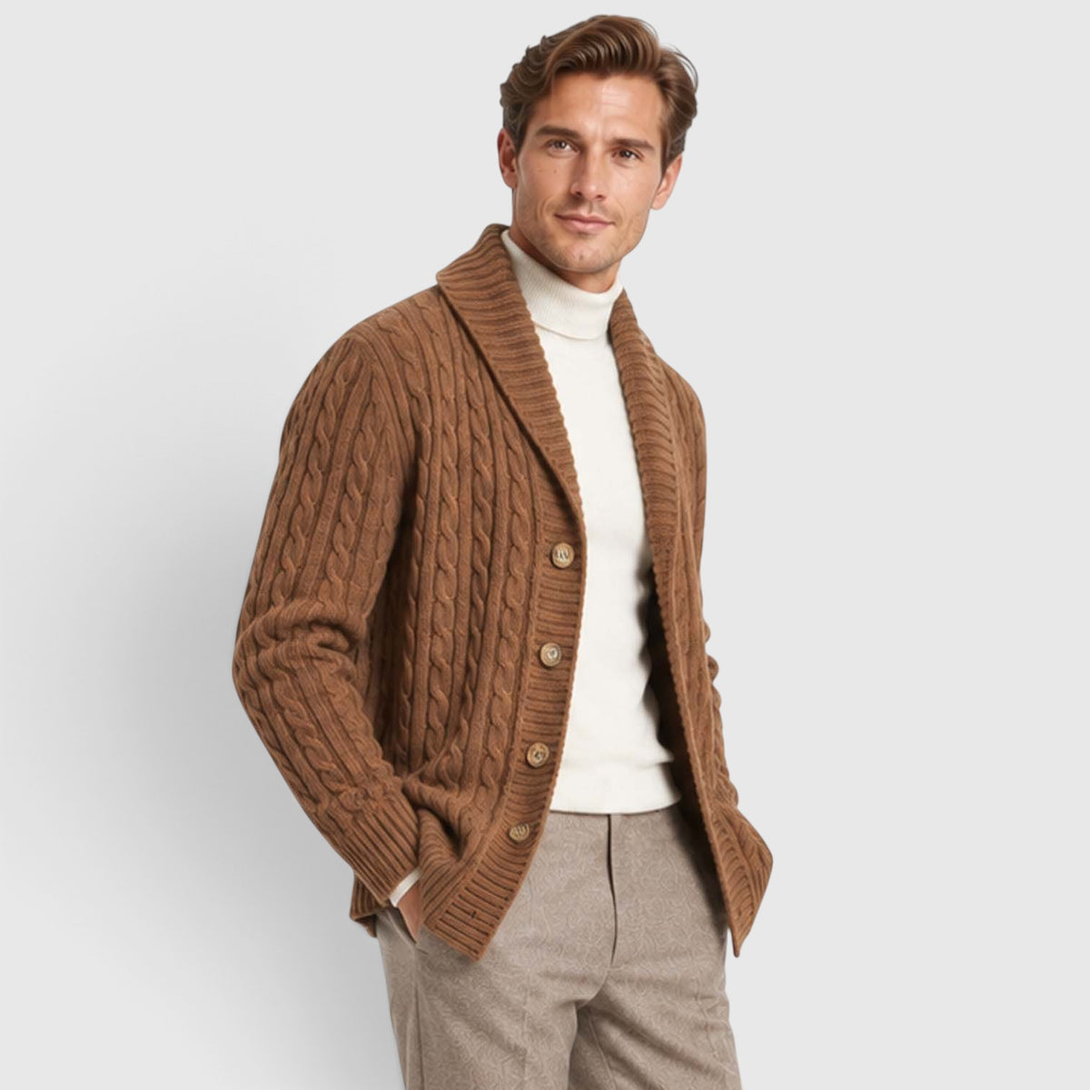 Monvaline | Men's Warm Knit Cardigan with Lapel Collar for Cold Weather