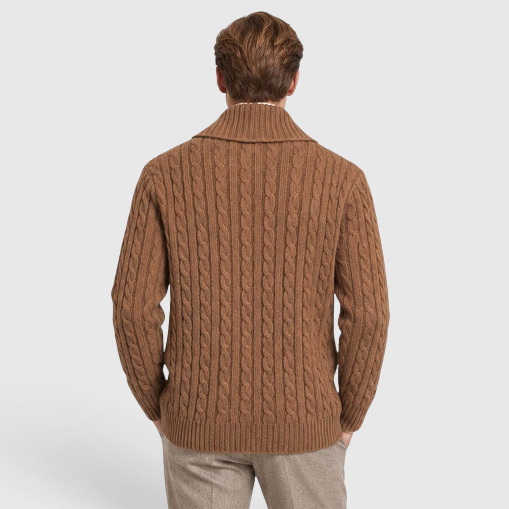 Monvaline | Men's Warm Knit Cardigan with Lapel Collar for Cold Weather