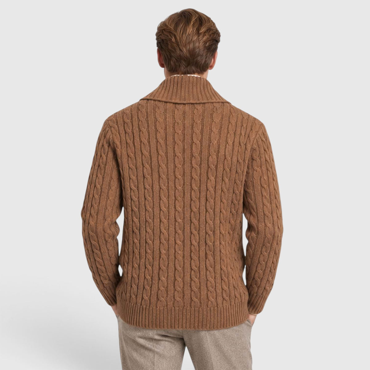Monvaline | Men's Warm Knit Cardigan with Lapel Collar for Cold Weather