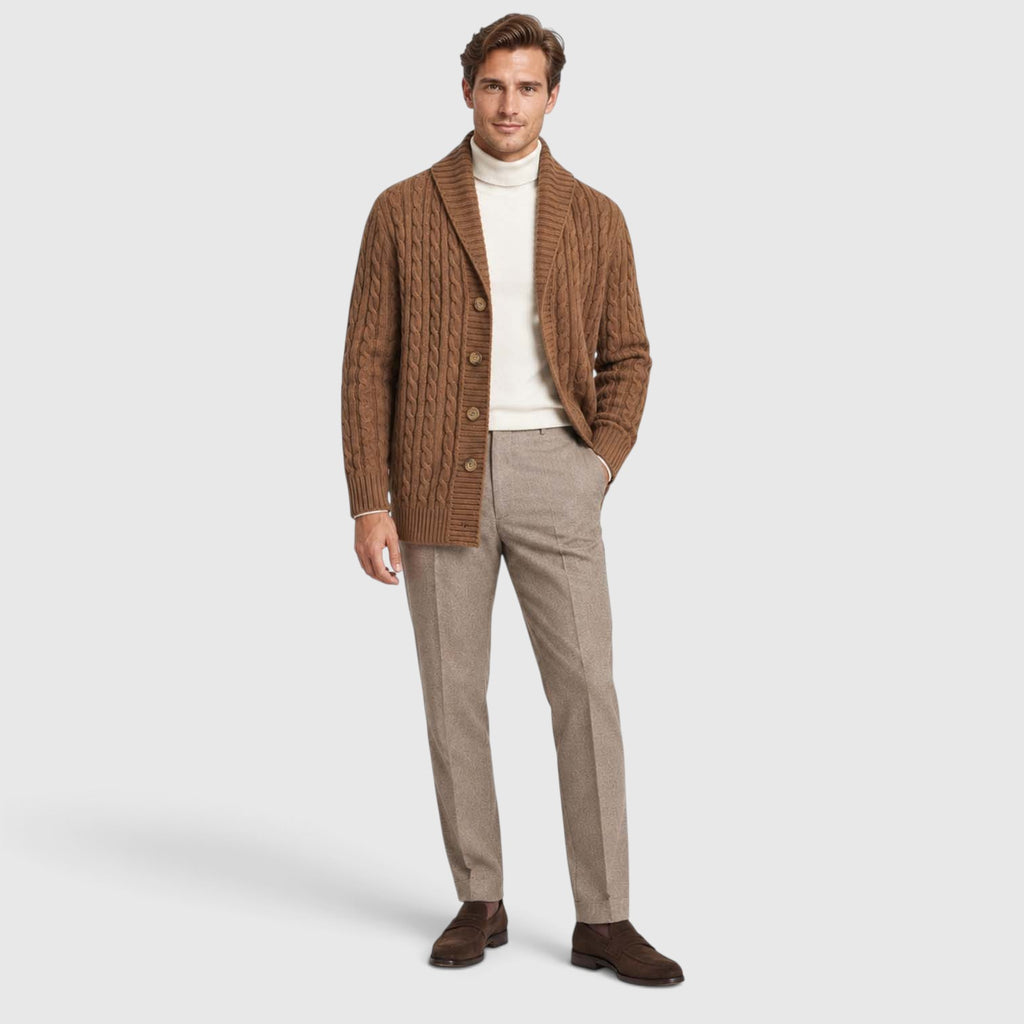 Monvaline | Men's Warm Knit Cardigan with Lapel Collar for Cold Weather