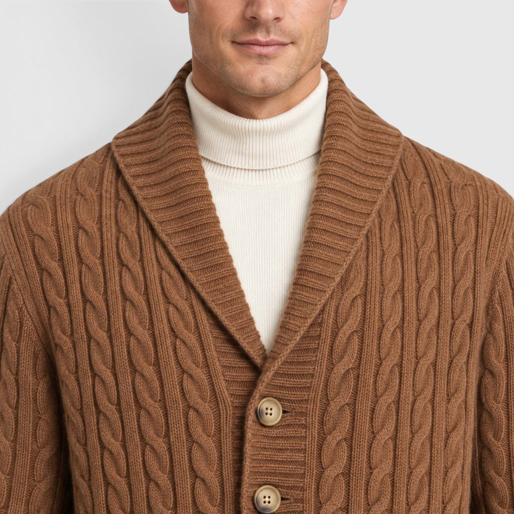 Monvaline | Men's Warm Knit Cardigan with Lapel Collar for Cold Weather