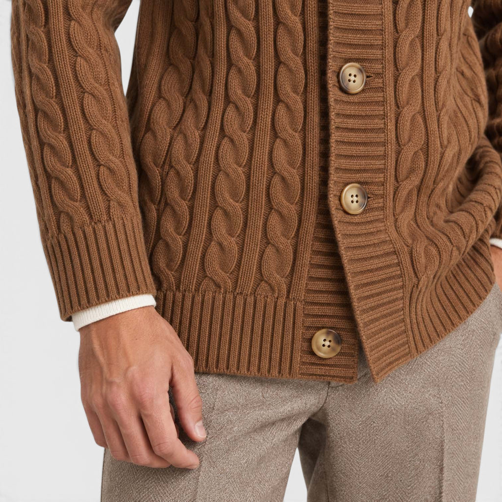 Monvaline | Men's Warm Knit Cardigan with Lapel Collar for Cold Weather