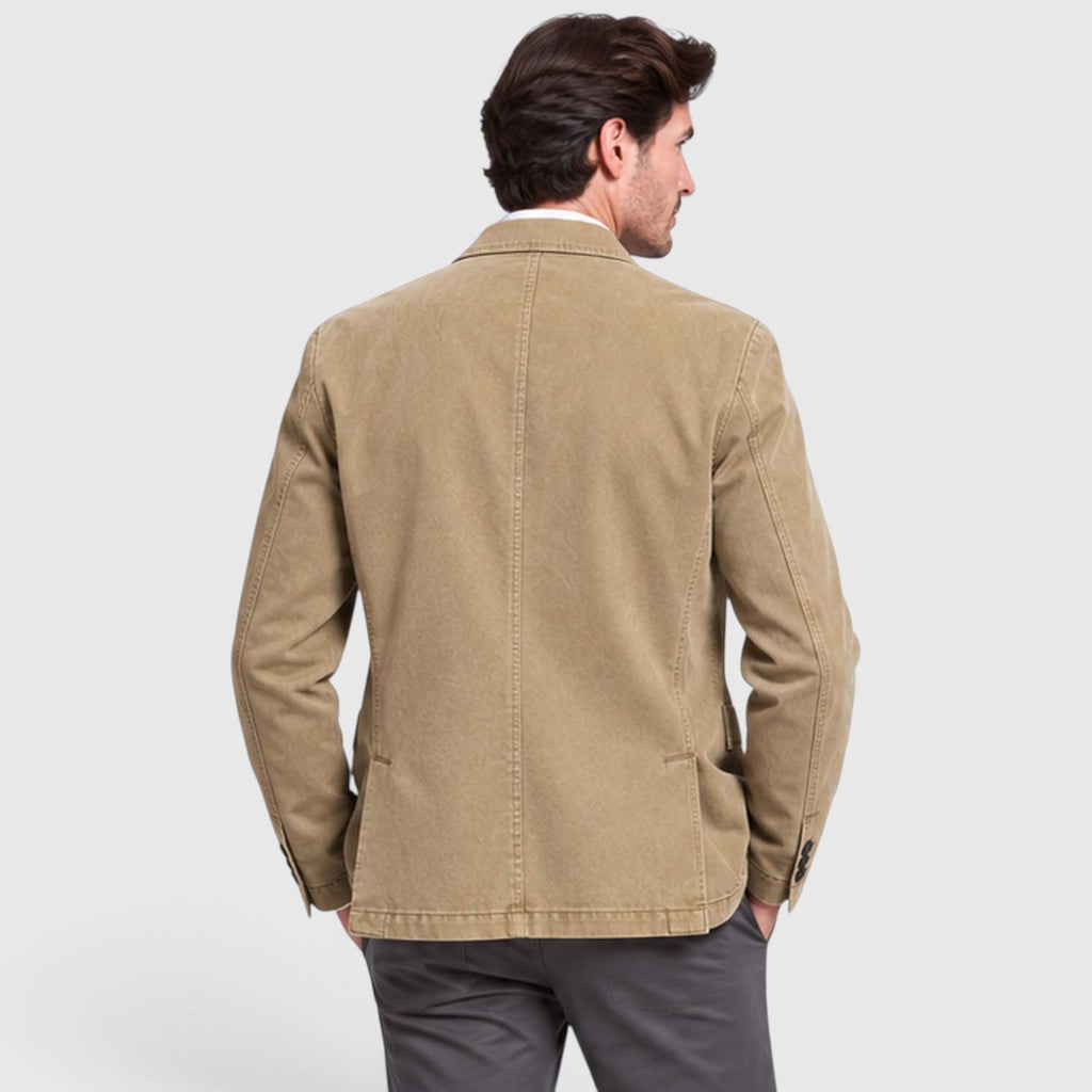 Monvaline | Men's Washed Cotton Denim Blazer for Tailored Smart Casual Style