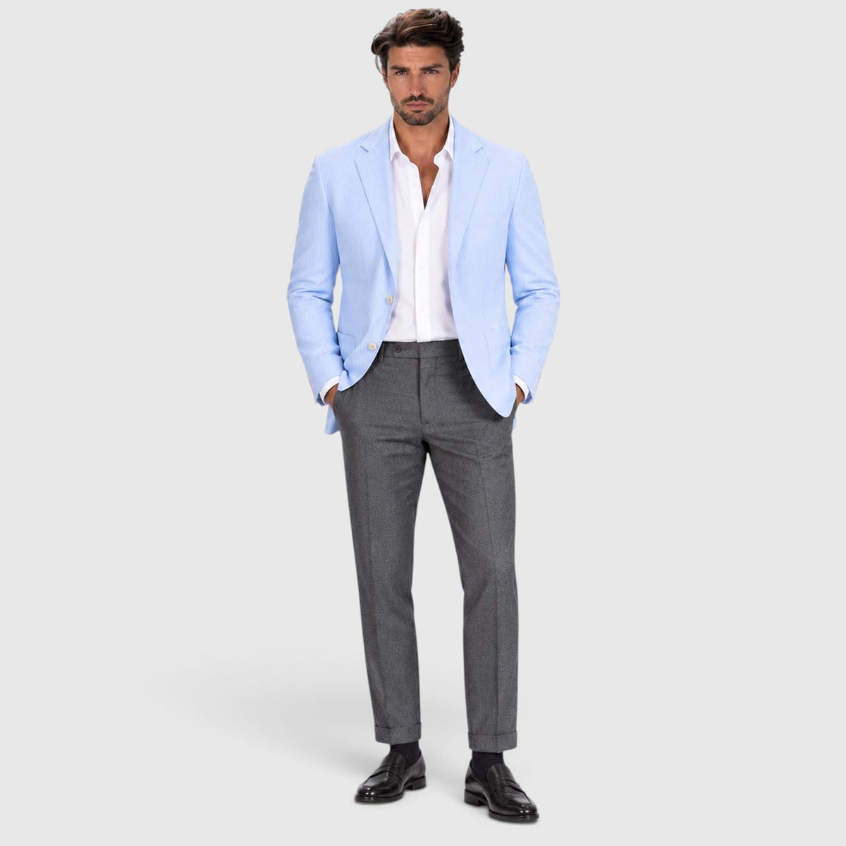 Monvaline | Men's Wedding Guest Blazer - Breathable Striped Suit Jacket