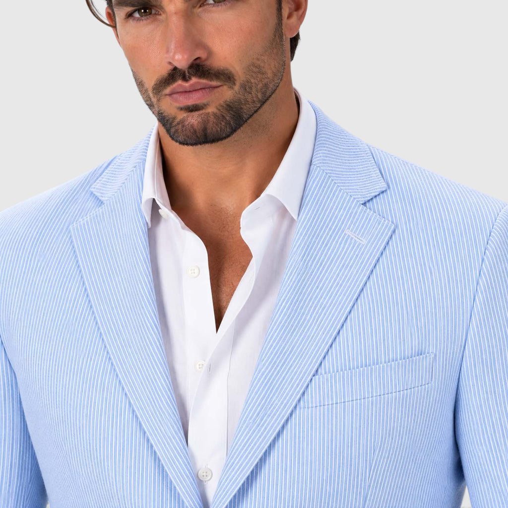 Monvaline | Men's Wedding Guest Blazer - Breathable Striped Suit Jacket