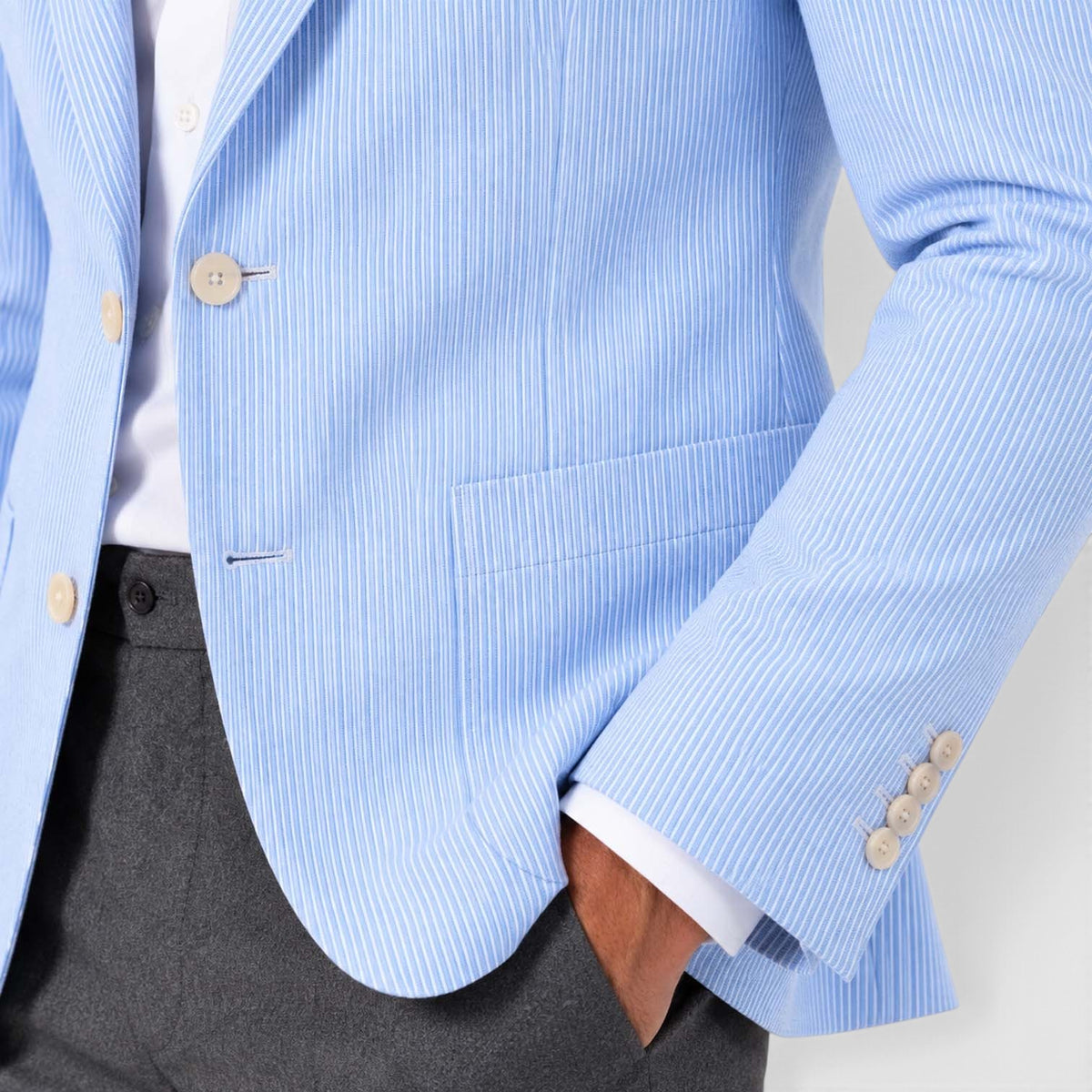 Monvaline | Men's Wedding Guest Blazer - Breathable Striped Suit Jacket