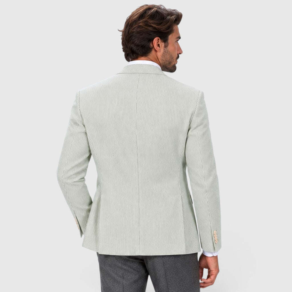 Monvaline | Men's Wedding Guest Blazer - Breathable Striped Suit Jacket