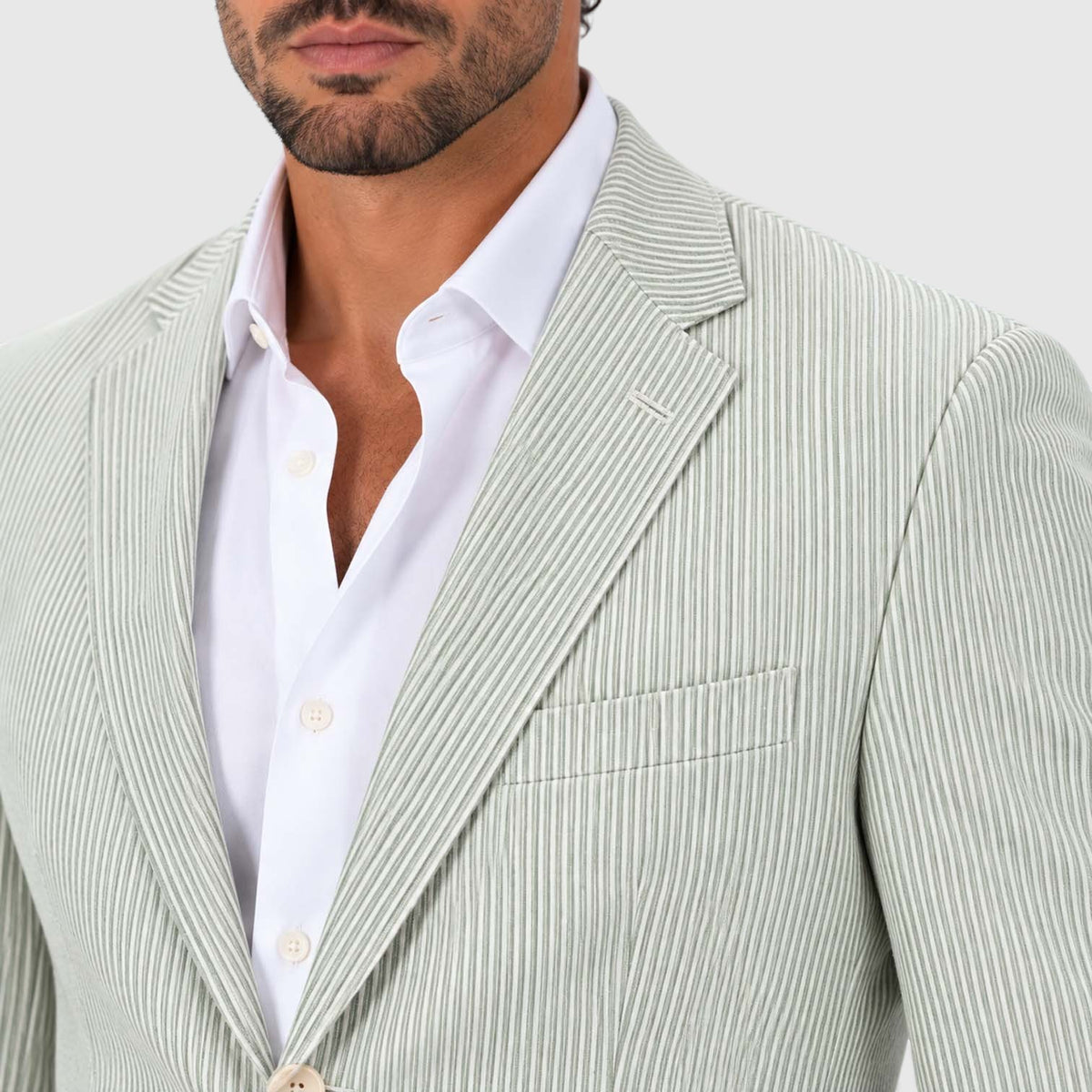 Monvaline | Men's Wedding Guest Blazer - Breathable Striped Suit Jacket
