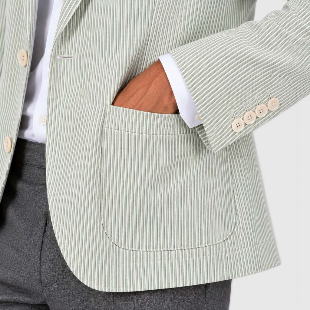 Monvaline | Men's Wedding Guest Blazer - Breathable Striped Suit Jacket