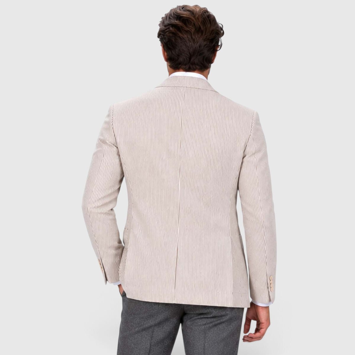 Monvaline | Men's Wedding Guest Blazer - Breathable Striped Suit Jacket
