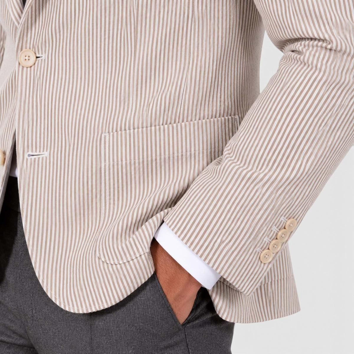 Monvaline | Men's Wedding Guest Blazer - Breathable Striped Suit Jacket