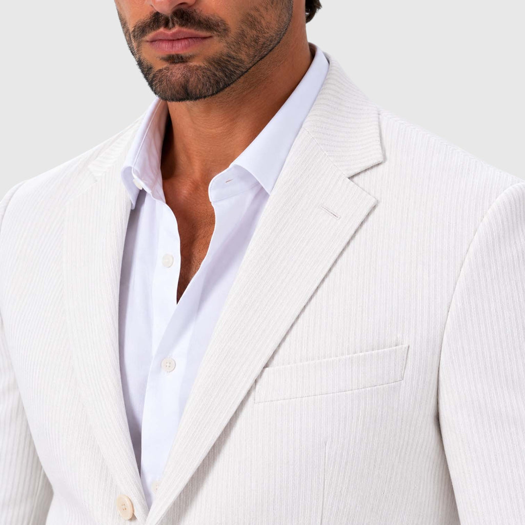 Monvaline | Men's Wedding Guest Blazer - Breathable Striped Suit Jacket
