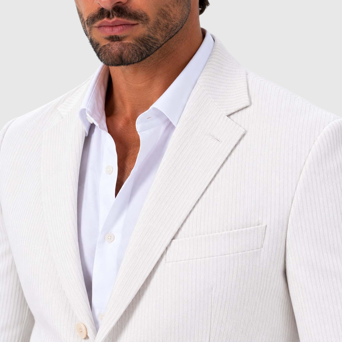 Monvaline | Men's Wedding Guest Blazer - Breathable Striped Suit Jacket