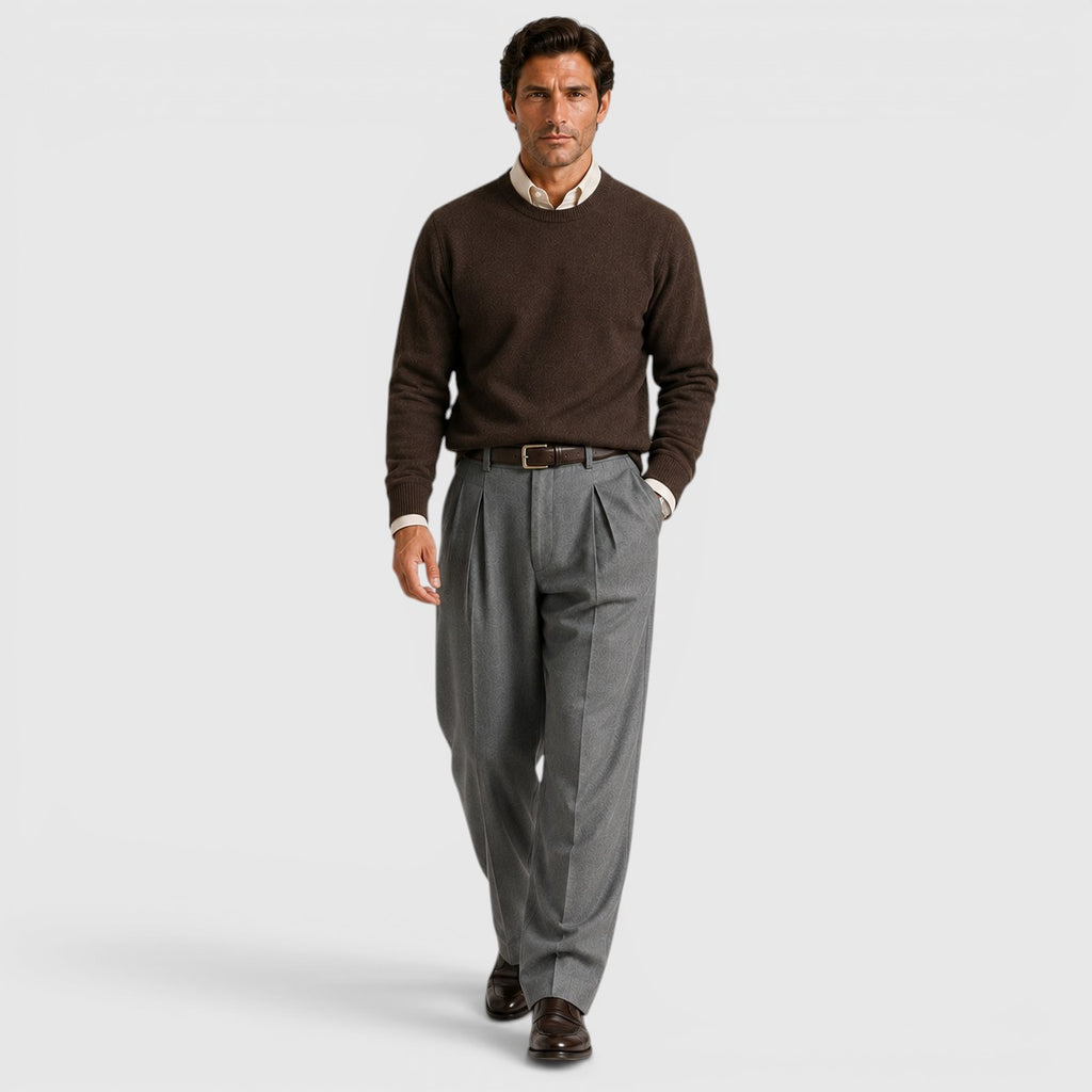 Monvaline | Men's Wide Leg Pleated Trousers – Relaxed Classic Fit
