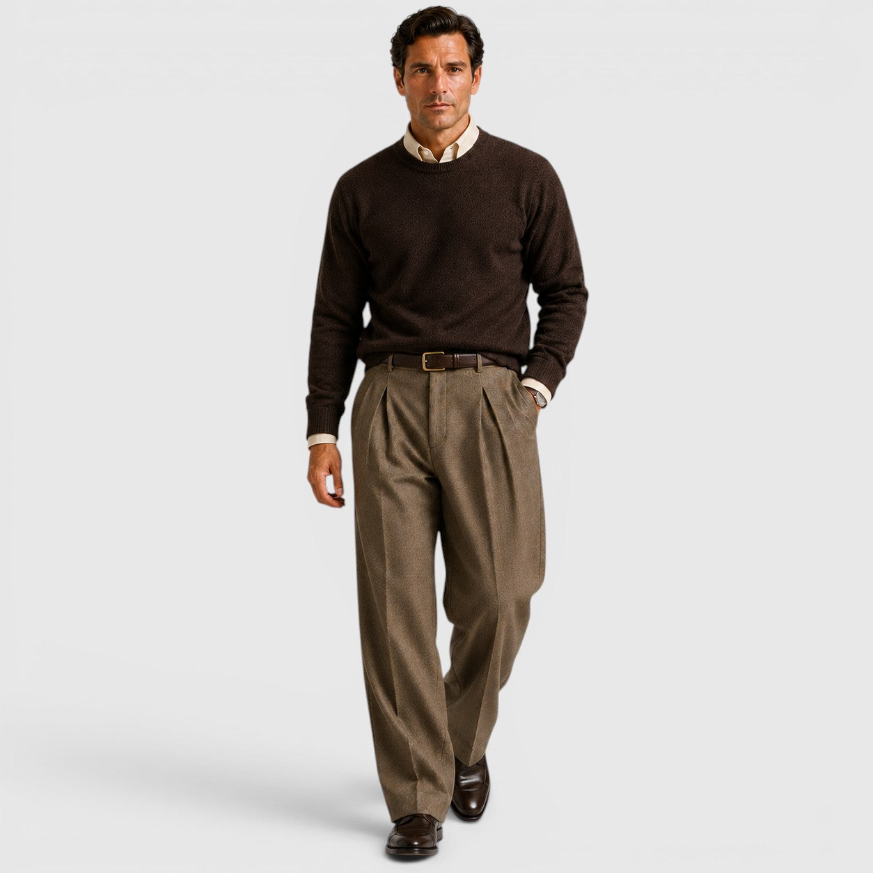 Monvaline | Men's Wide Leg Pleated Trousers – Relaxed Classic Fit