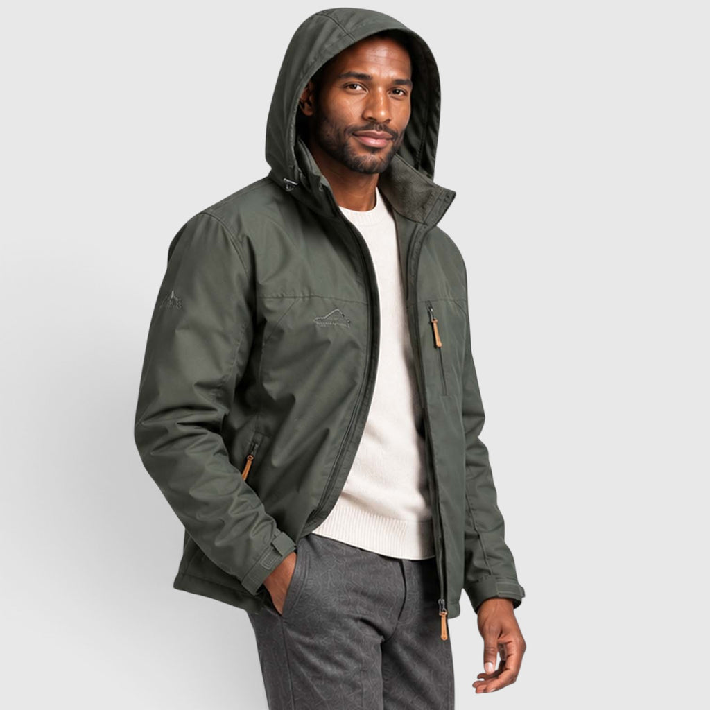 Monvaline | Men's Water-Resistant Hooded Jacket – Regular Fit Windproof