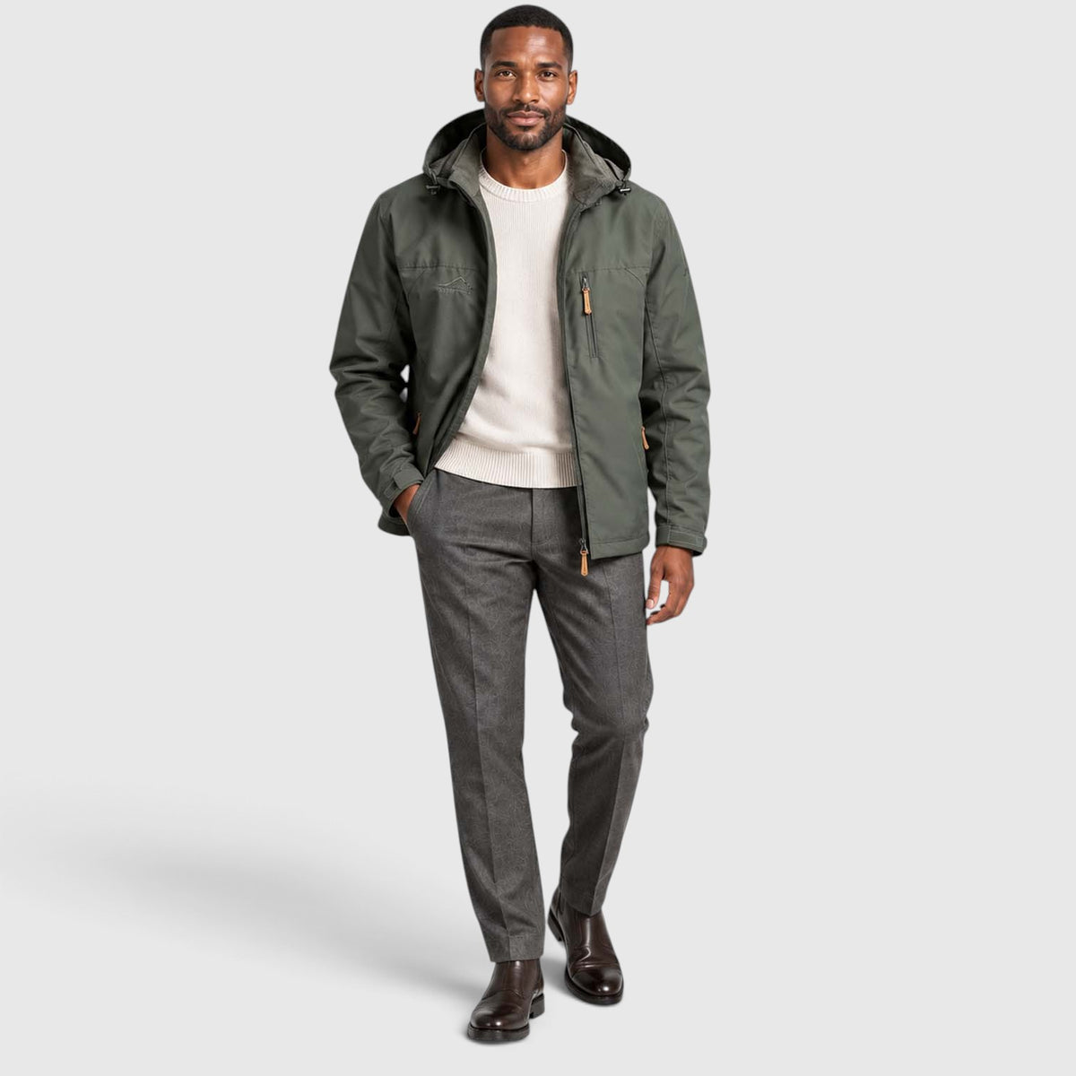 Monvaline | Men's Water-Resistant Hooded Jacket – Regular Fit Windproof